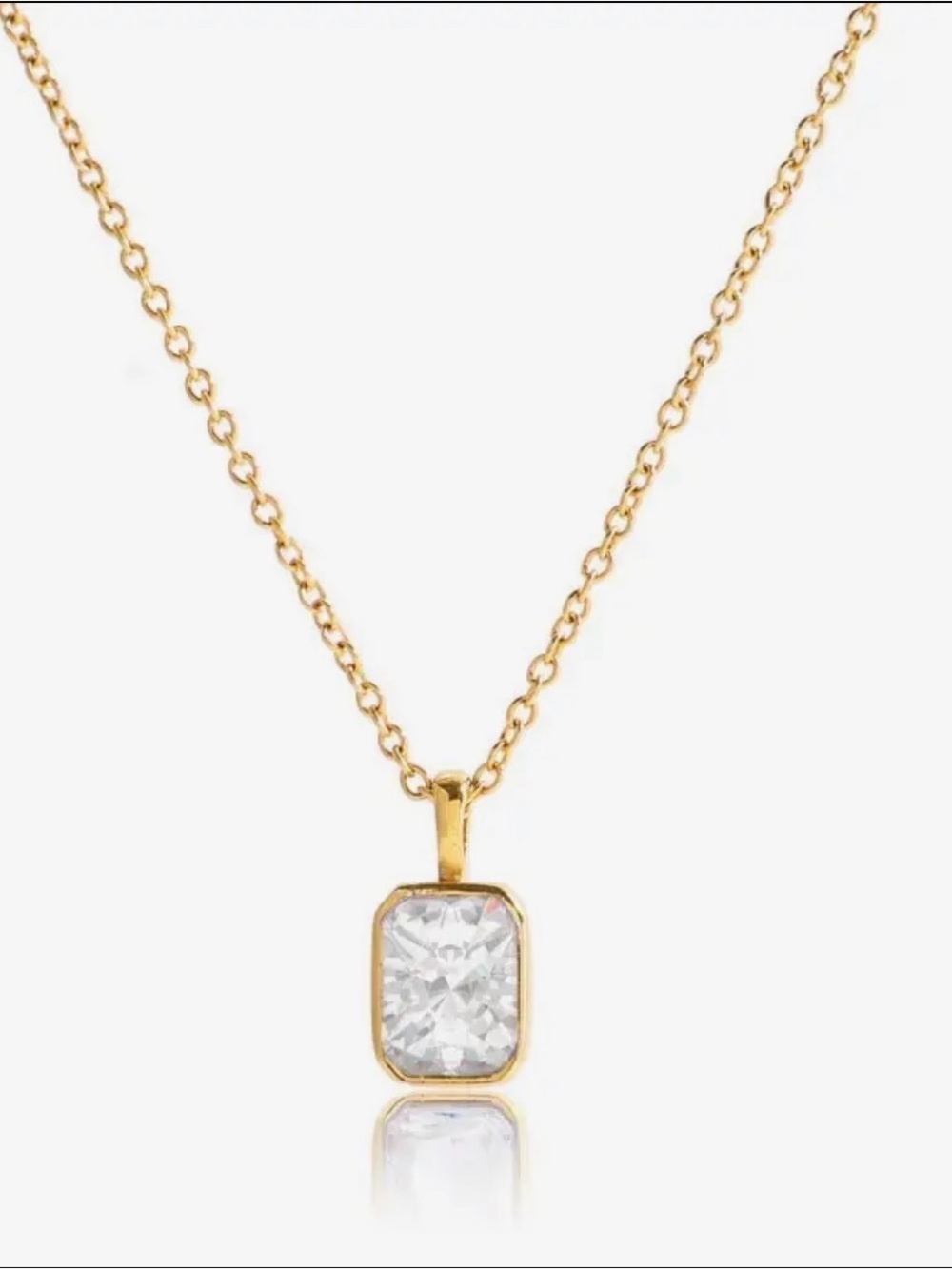 Rectangle Crystal Pendant Necklace (7557)
